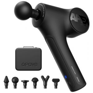 Massageador Pistola Elétrico Profissional Sem Fio 6 Acessórios, OPOVE Apex, Preto