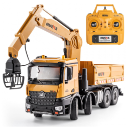 Caminhão Basculante de Controle Remoto 26CH, Brinquedo Caminhão com Garra de Madeira 4 em 1, Veículo de Brinquedo de Construção Resistente
