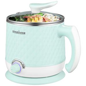 Mini Panela Elétrica Antiaderente Multifuncional 1.8L, 600W, Turquesa, turquesa, 110v, STARIVER, Azul turquesa