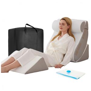 Conjunto de 4 Travesseiros Ortopédicos em Cunha para Alívio de Dor nas Costas, Pescoço, Ombros, Pós-Cirurgia, Refluxo Ácido, BIEEZZK