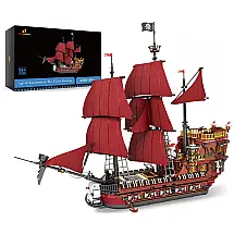 Kit de Construção Navio Red Pirate Revenge com 3066 Peças, JMBricklayer, Vermelho