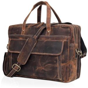 Bolsa, Pasta de Couro Masculina para Laptop, CUERO, Marrom