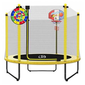 Cama Elastica Capacidade até 70 kg com Placa de Dardos e Cesta de Basquete, LANGXUN, Amarela