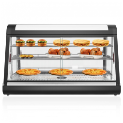 Aquecedor de Alimentos 3 Andares Anpuce Preto Aquecimento 3D Portas Vidro Deslizantes Display Temperado 122 cm 110V para Buffet Restaurantes