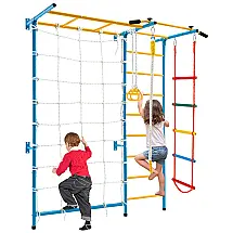 HONEY JOY Ginásio Indoor Infantil de Metal para Escalada na Parede, Playground com Escada e Conjunto de Exercícios