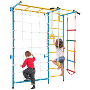 HONEY JOY Brinquedo de Escalada para Crianças, Ginásio Indoor de Metal para Parede Sólida, Playground e Conjunto de Exercícios de Escalada