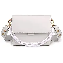 Bolsa Feminina de Ombro, Couro Sintético, ZOCILOR, Branco