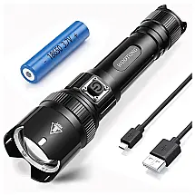 WOOTONG Lanterna LED Portátil Recarregável 1000 LM, IPX4 a Prova dÁgua, Preta