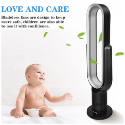 Ventilador Torre Bladeless HealSmart 39 Polegadas, Controle Remoto, 10 Velocidades, Operação Silenciosa, Vazão de Ar 1239 CFM, Preto