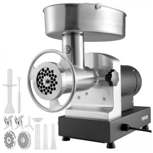 Moedor de Carne Elétrico VEVOR, Capacidade de 992 LbH, 1100W 4600W Máximo Triturador de Carne Industrial com 2 Lâminas, 3 Discos de Moagem