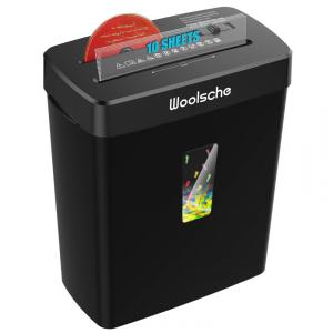 Fragmentadora de Papel e Cartões 10 Folhas, Corte Transversal, 3 Modos, 110V, Woolsche, Preta