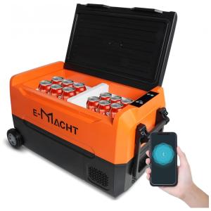 Geladeira Portátil 49L com Controle de Aplicativo e Luz LED, 12 24 V DC e 100 240 V AC, CARSTY, Preto