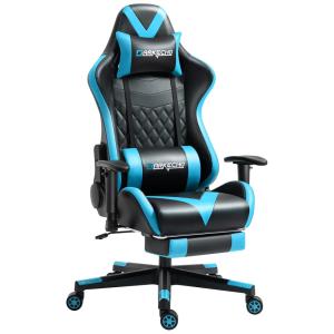 Cadeira Gamer Reclinável e Giratória com Apoio Lombar e Cabeça, DARKECHO, Preto