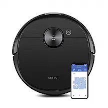 Robô Aspirador ECOVACS Deebot T8 AIVI Preto 2-em-1 com Reconhecimento de Objetos AIVI e Mapeamento LiDAR 110V