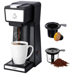 Cafeteira Elétrica 2 em 1 para Capsulas e Café Moído e Filtro Reutilizável, 110V Teglu CM 206SB Preta
