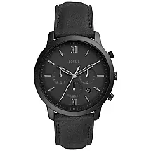 Relógio Masculino Analógico de Quartzo com Pulseira de Couro e Cronógrafo, Fossil FS5503, Preto