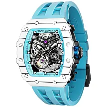 Relógio Masculino Automático Mecânico TSAR BOMBA TB 8208SGLZ Verde, Pulseira Silicone, à Prova d'Água 50 Metros