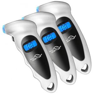 JUSTTOP 3 Pack Medidor de Pressão Digital para Pneus, 150PSI 4 Configurações para Carros, Caminhões e Bicicletas, LCD Retroiluminado