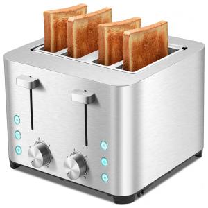 Torradeira de 2 Fatias 6 Configurações, 850W, Aço Inoxidável, 110v, BBDAY, Prateado