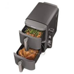 Fritadeira Elétrica Ninja Duplo Andar XL 9,5 Litros 2 Cestos Air Fryer, Tecnologia Smart Cook System, Cozimento Duplo de 4 Alimentos
