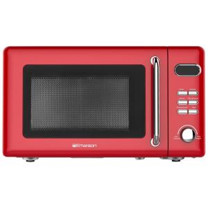 Forno Micro-ondas Retrô de Bancada 20L Emerson Vermelho Retrô 700W 5 Níveis 8 Menus Automáticos Prato de Vidro Trava de Segurança 110V