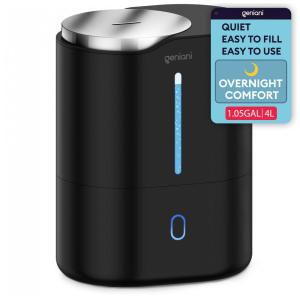 Umidificador de Preenchimento Superior para Quarto 4L com Difusor de Óleo Essencial e Luz Noturna, GENIANI GHRN4LB, Preto