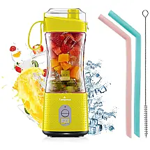 Mini Liquidificador Portátil 380mL com Carregamento USB, 110v, VAEQOZVA, Amarelo