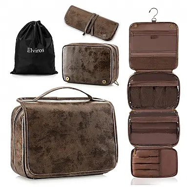 Necessaire Masculina de Couro Marrom