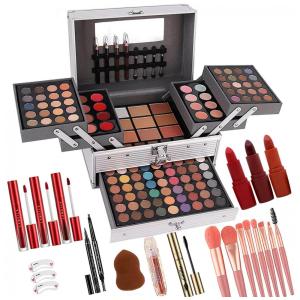 UNIFULL Kit Completo de Maquiagem 132 Cores - Paleta Profissional com Sombras, Batons, Corretivos e Mais
