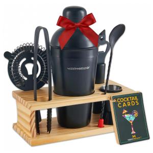 Kit Bn Profissional 8 Peças em Aço Inoxidável com Suporte, Cor, MODERN MIXOLOGY Black, Preto