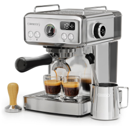 Máquina de Café Expresso Programável 20 Bar com Tanque de Água Removível de 1,8L e Bocal para Leite, 110V, HiBREW, Prata