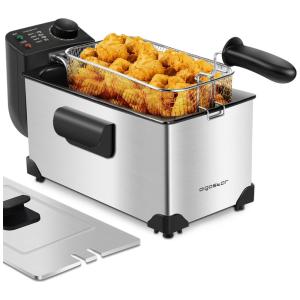 Fritadeira Elétrica Profissional 3L, Aço Inoxidável, 1650W, 110v, AIGOSTAR, Prateado