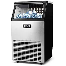 Máquina de fazer gelo, máquina de gelo automática de aço inoxidável faz 100lbs, 24H, máquina de fazer gelo autônoma com capacidade de