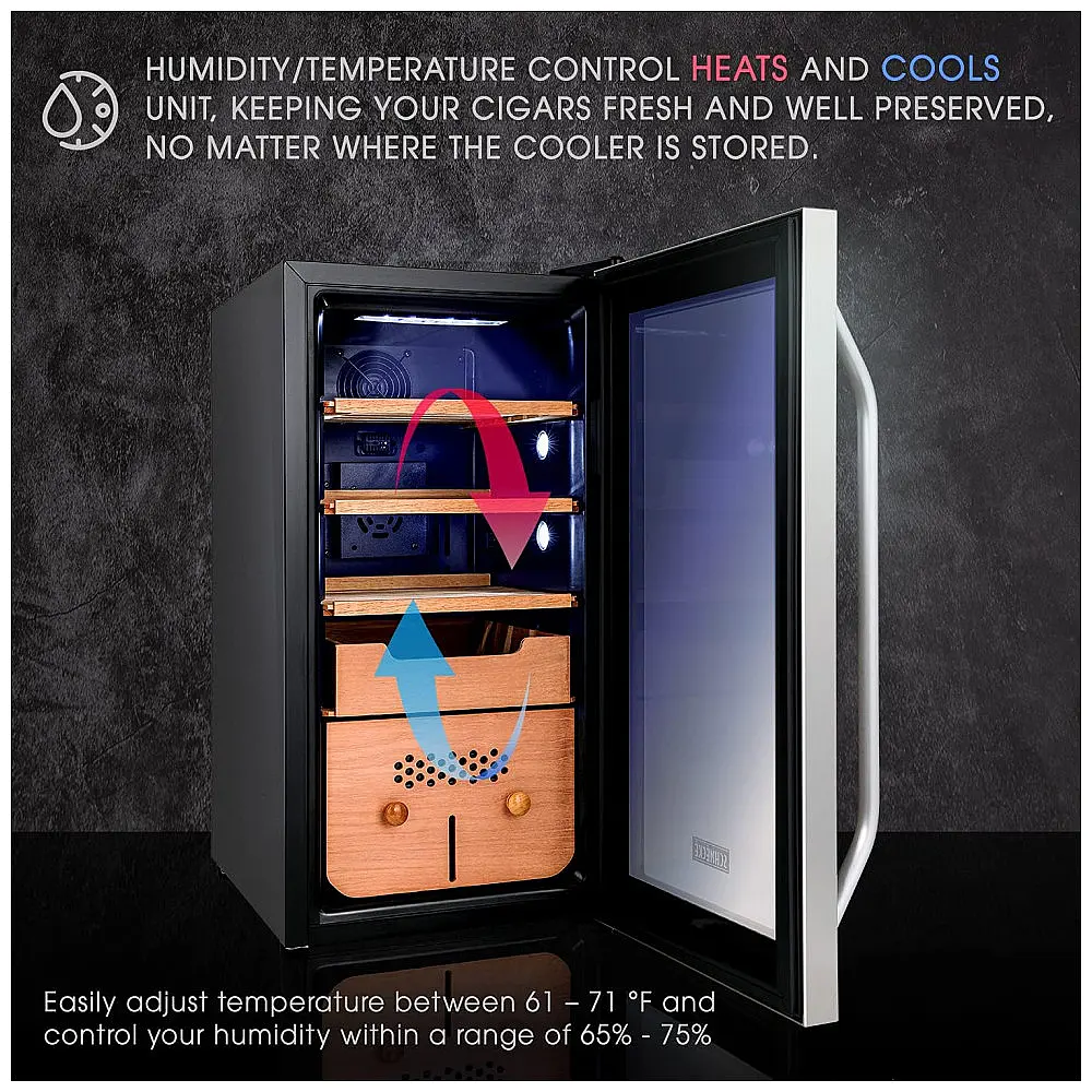 Humidor Elétrico SCHMÉCKÉ 250 Charutos Preto Controle 3-em-1 Temperatura Umidade Aquecimento 110V — foto 2