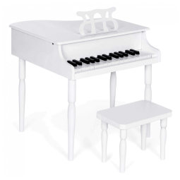 Piano de Cauda Infantil com 30 Teclas e Banco para Crianças de 1 a 5 Anos, Best Choice, Branco