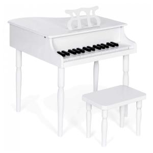 Piano de Cauda Infantil com 30 Teclas e Banco para Crianças de 1 a 5 Anos, Best Choice, Branco