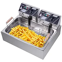 Fritadeira Elétrica Profissional Dupla 12L Aço Inoxidável 5000W 110V Winado