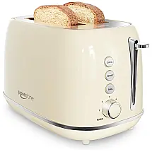 Torradeira Keenstone WT-330 Bege 2 Fatias Inox Retro 6 Níveis Extra Larga Função Bagel Descongelar Cancelar 825W 110V