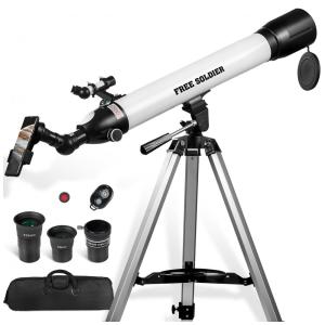 Telescópio Astronômico 233x com Oculares Avançadas, FREE SOLDIER CF70090, Branco