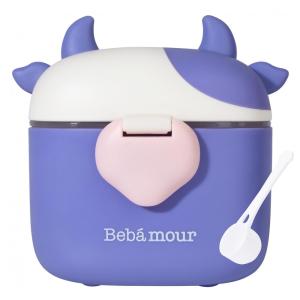 Dispenser Fórmula Bebê Bebamour Roxo Vaquinha linda Portátil com Colher Nivela 450ml