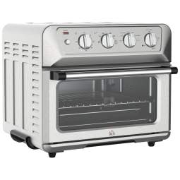Forno Elétrico 21 Litros 7 em 1 em Aço Inoxidável Multifuncional com 4 Acessórios, 110V 1800W, HOMCOM, Prata