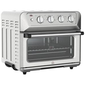 Forno Elétrico 21 Litros 7 em 1 em Aço Inoxidável Multifuncional com 4 Acessórios, 110V 1800W, HOMCOM, Prata