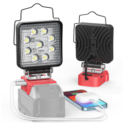 Luz de trabalho LED 27W 2400LM Alimentada por Bateria 18V Não Incla, ECARKE SKU066950005 US FBA 5, Vermelho