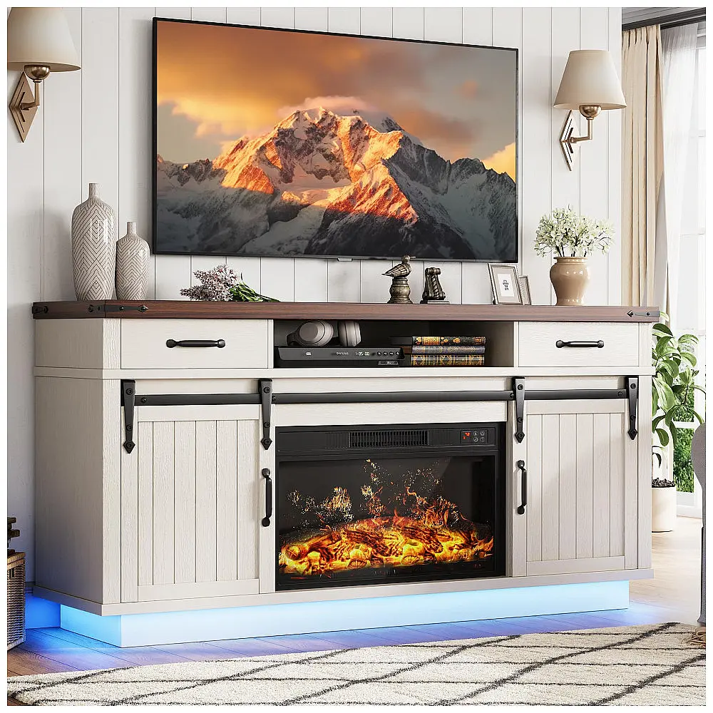 Rack TV Lareira Elétrica Jocoevol 149x86cm 1400W Chamas 3D LED RGB 110V