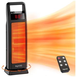 Aquecedor Elétrico com Controle Remoto e Painel LED, 1500W 110V, Syvio, Preto