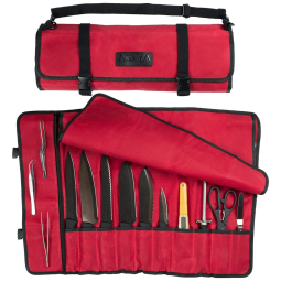 Estojo, Bolsa Portátil para Facas com 10 Slots, Facas não Incluídas, ASAYA, Vermelho