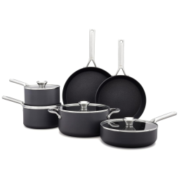 Conjunto de Panelas Antiaderente Reforçada com Diamantes Revestida de Cerâmica, 10 Peças, OXO CC004748 001, Preto