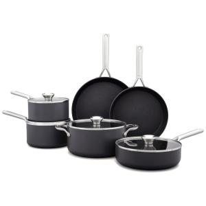 Conjunto de Panelas Antiaderente Reforçada com Diamantes Revestida de Cerâmica, 10 Peças, OXO CC004748 001, Preto