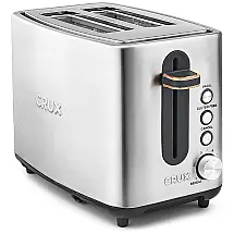 Torradeira 2 Fatias com 6 Níveis de Tostagem e Função Bagel, Aço Inoxidável, 110v, CRUX CR10005, Prateado