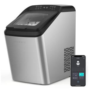 Máquina de Gelo até 14 kg em 24H Portátil com Controle Remoto via APP, 130W, 110v, CROWNFUL, Cinza